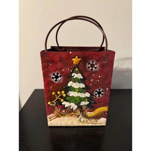 Metal Bag Shaped Christmas Candle Holder - Two Available